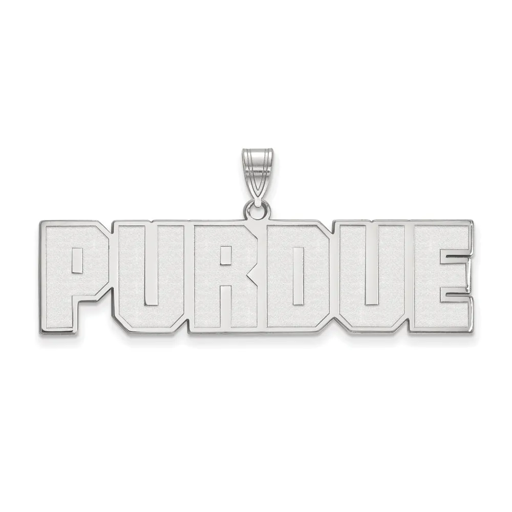 10k White Gold Purdue Large Script Pendant