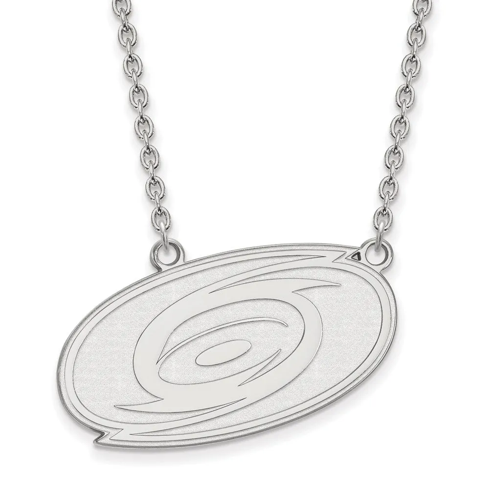 14k White Gold NHL Carolina Hurricanes Large Necklace, 18 Inch