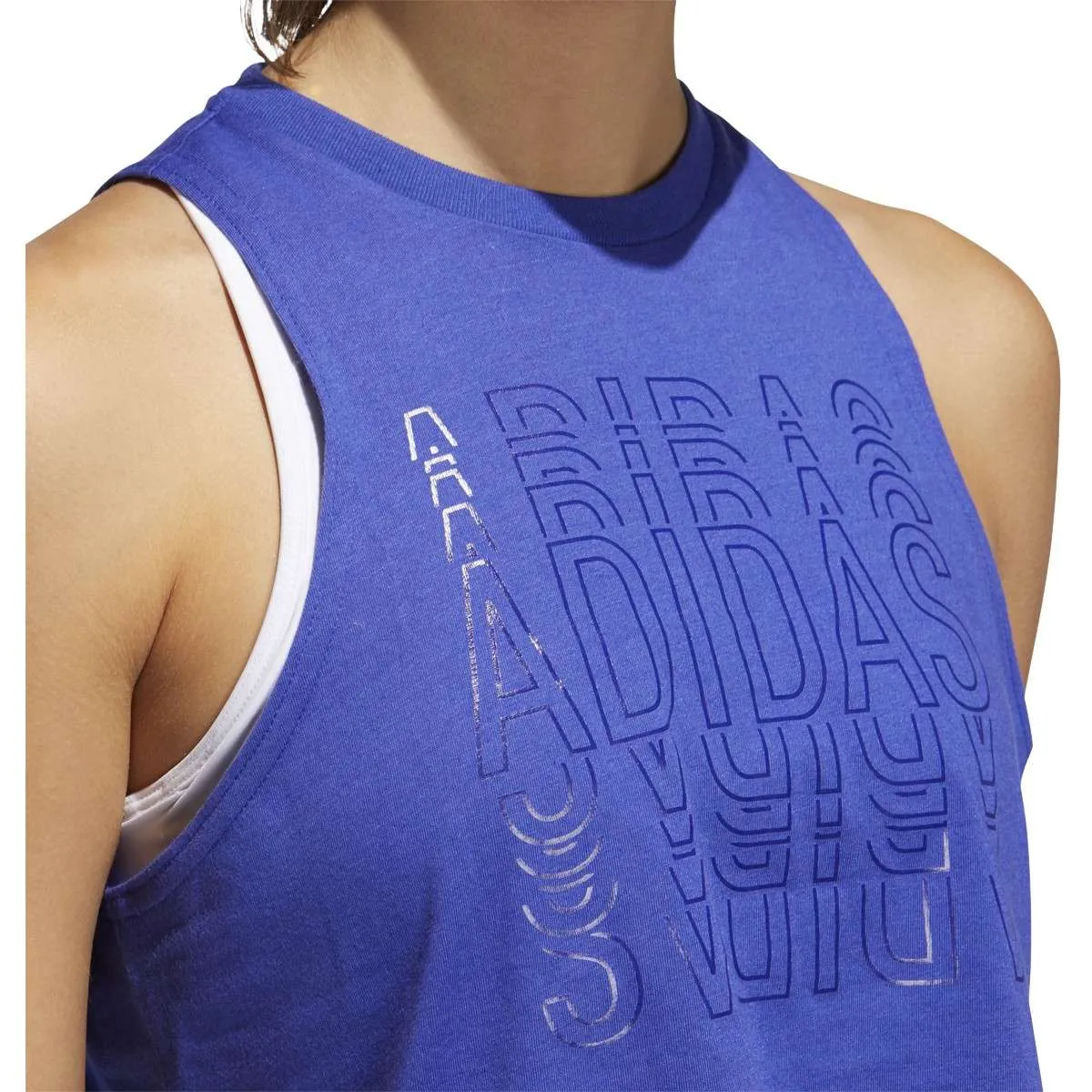 adidas Womens Cropped Logo Tank Top