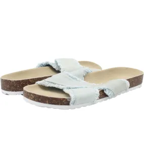 American Eagle Womens Distressed Denim X Strap Slide Sandals