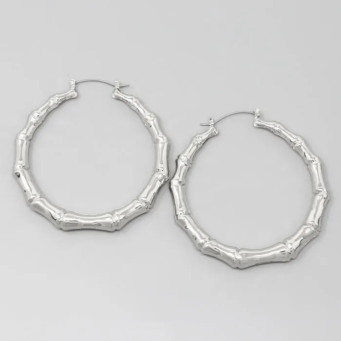 BAMBOO TEXTURE METAL HOOP EARRINGS (70 M