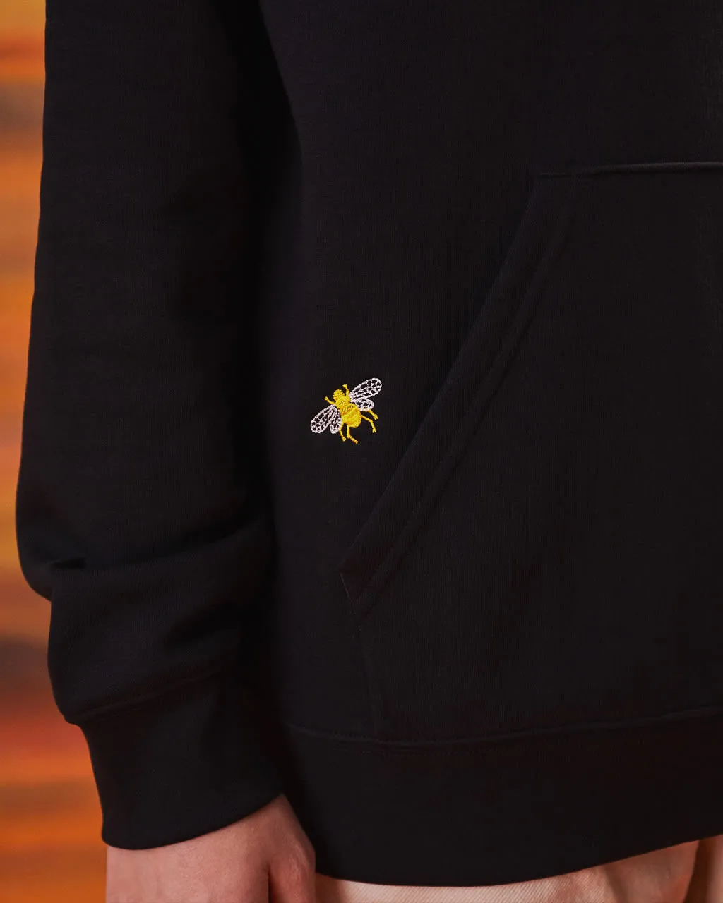 Bee Embroidered Hoodie Black Men