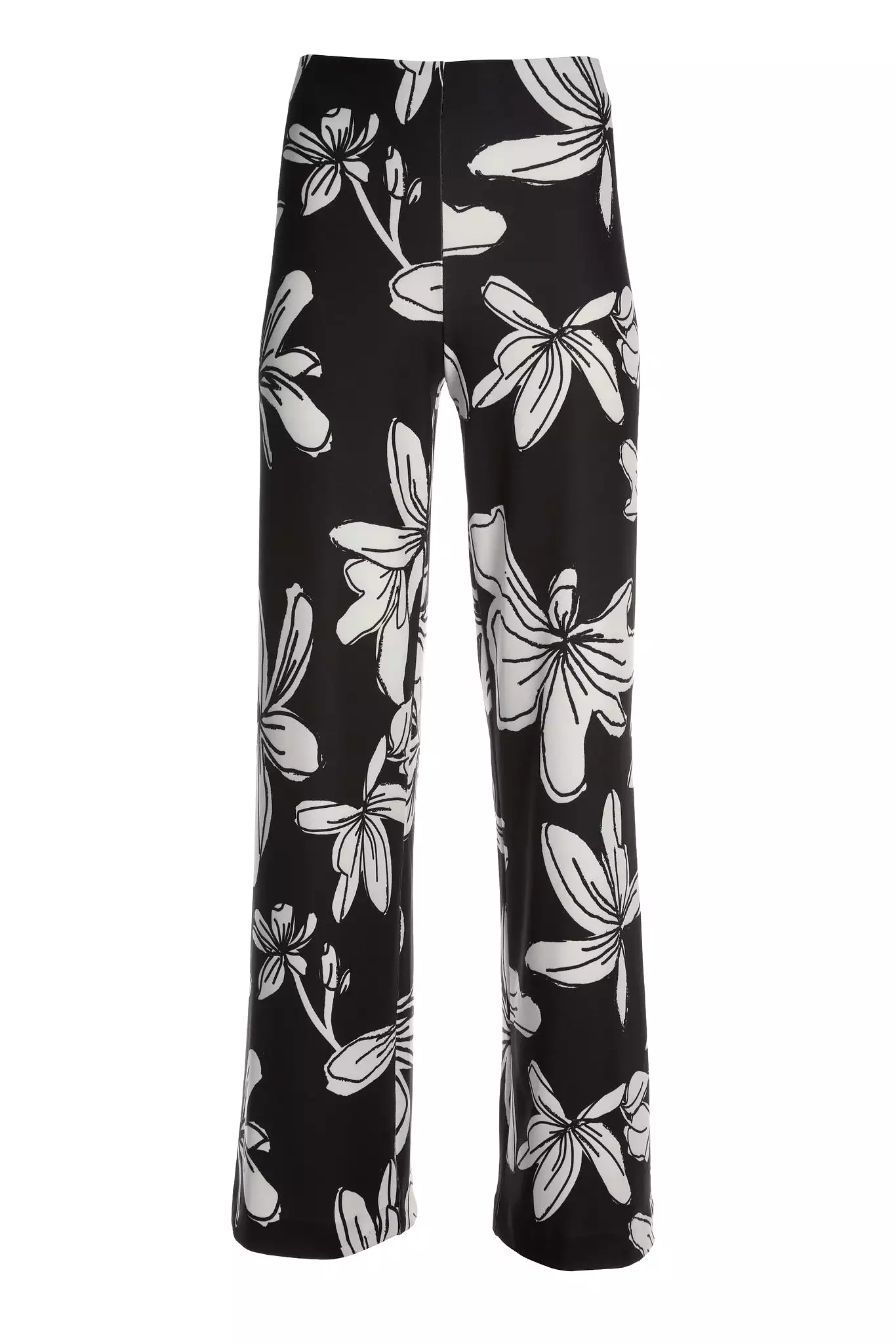 Beyond Travel High Rise Hibiscus Floral Palazzo Pant Jet Black/Ivory Coast