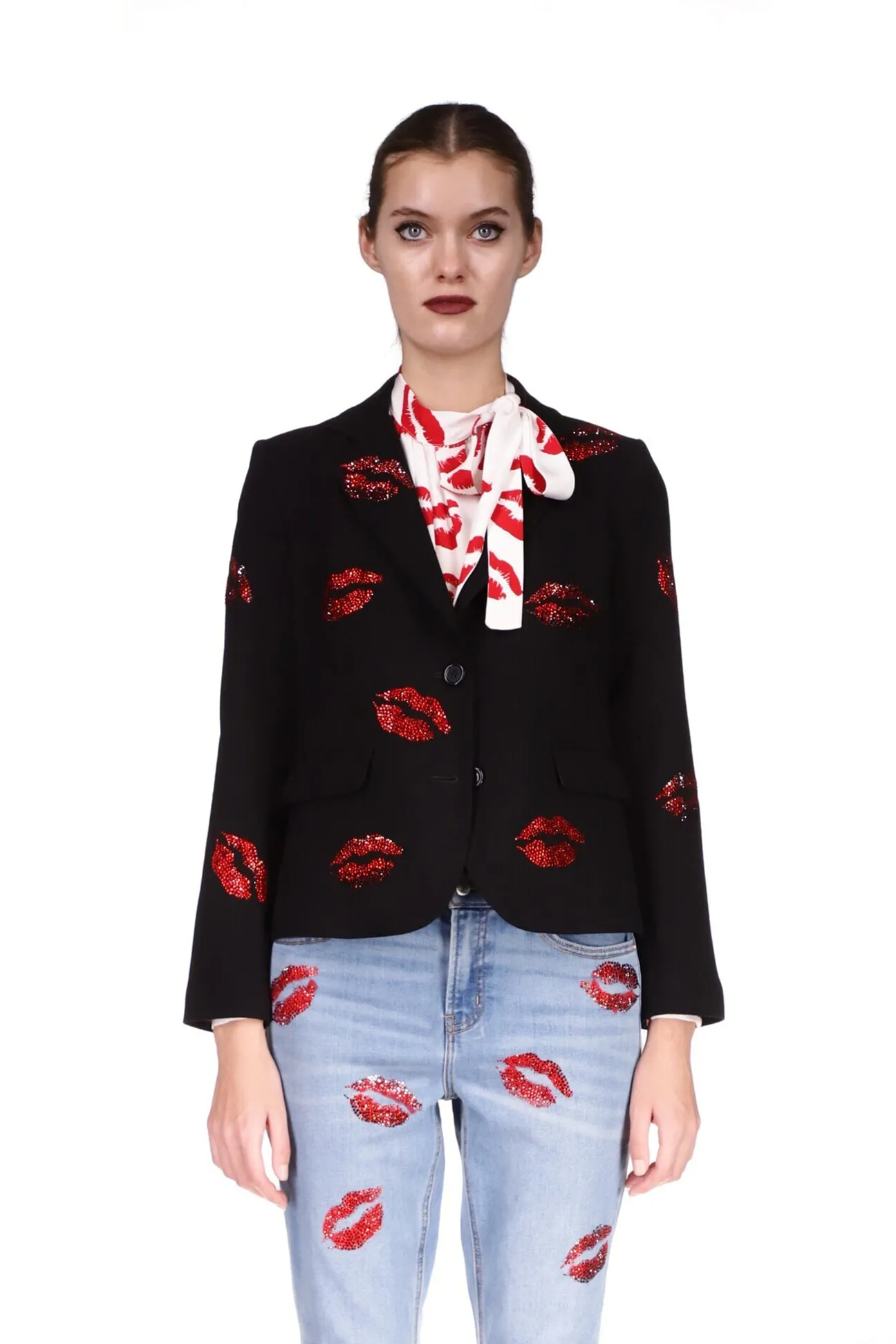 'BISOU' CRYSTAL LONG SLEEVE BLAZER