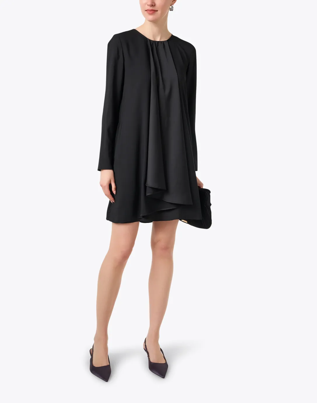 Black Crepe Satin Dress