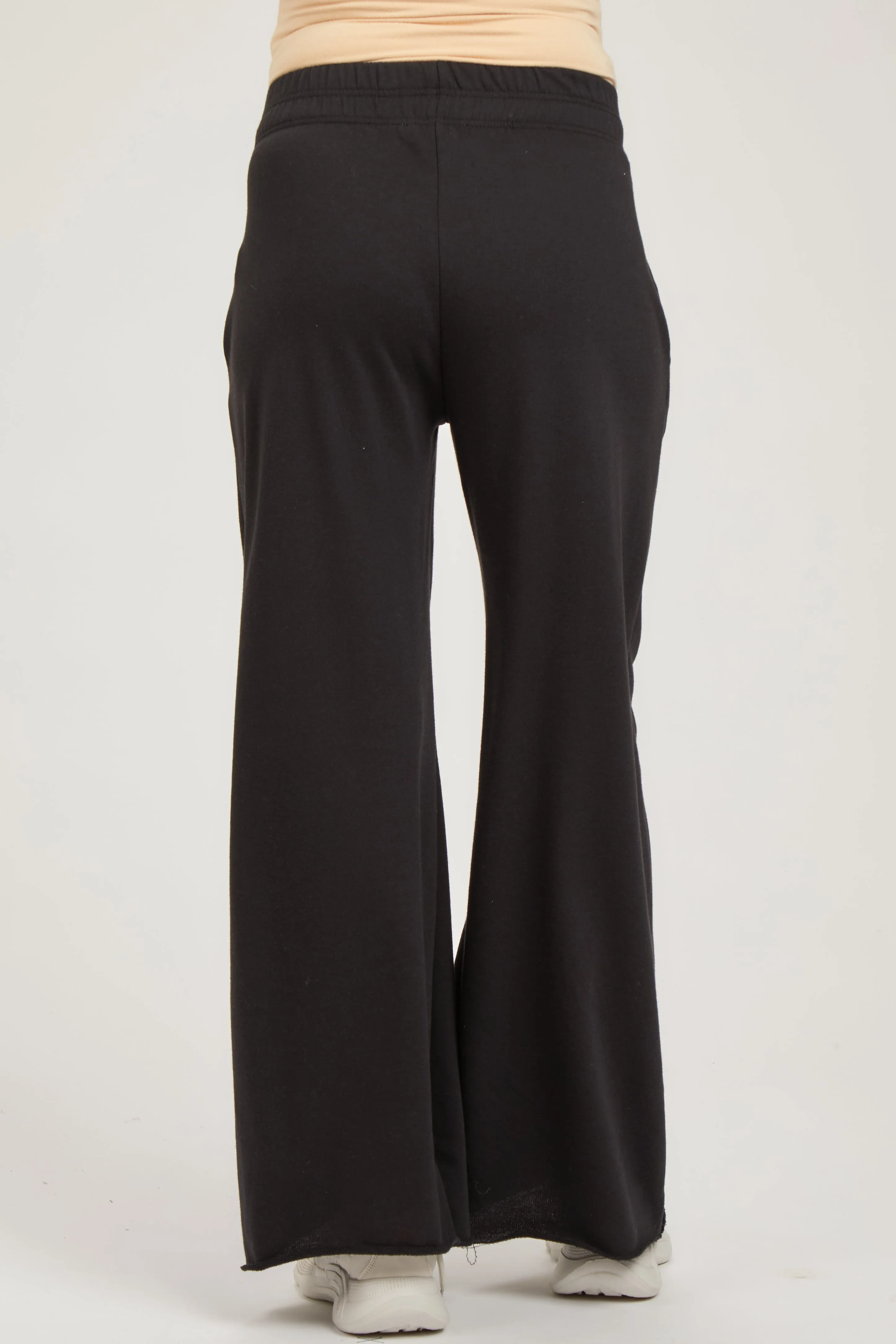 Black Soft Fleece Wide Leg Maternity Lounge Pants