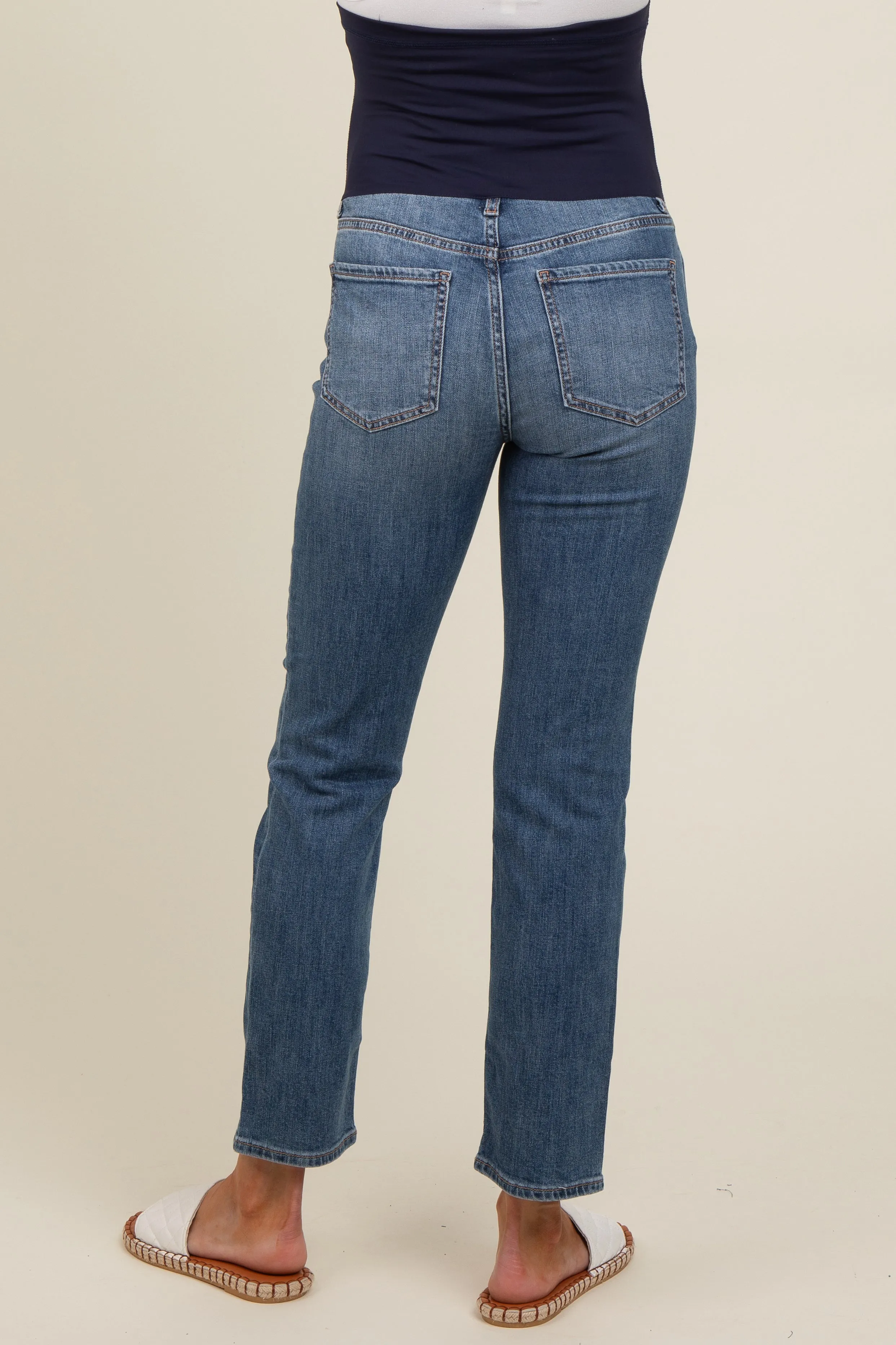 Blue Slim Straight Maternity Jeans