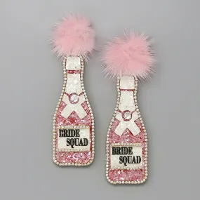 Bride Squad Champagne Glitter Earrings