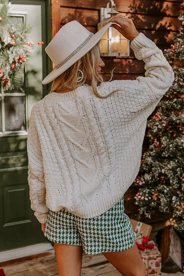 Bring The Sparkle Embellished Cable Knit Sweater