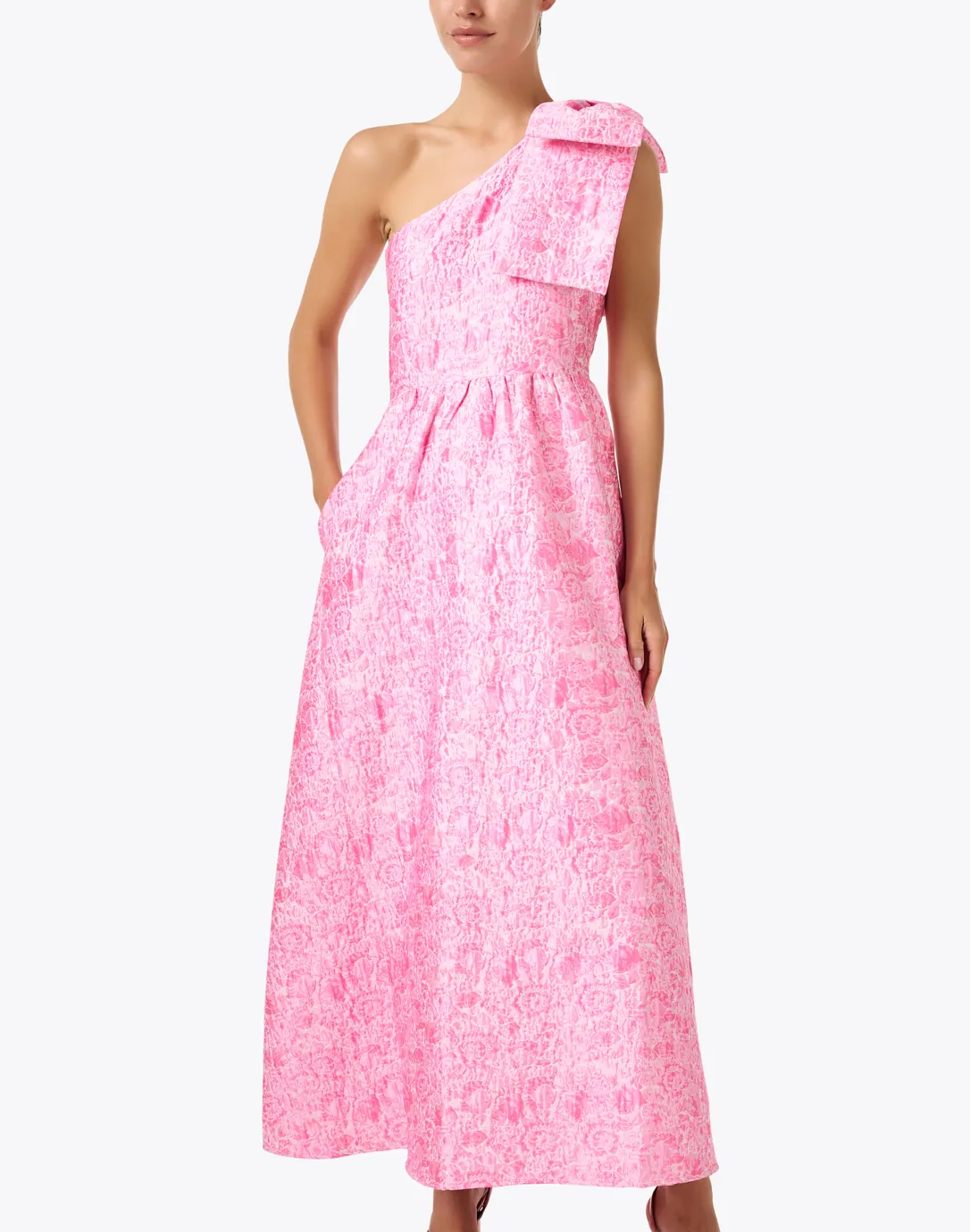 Caroline Pink Jacquard Dress