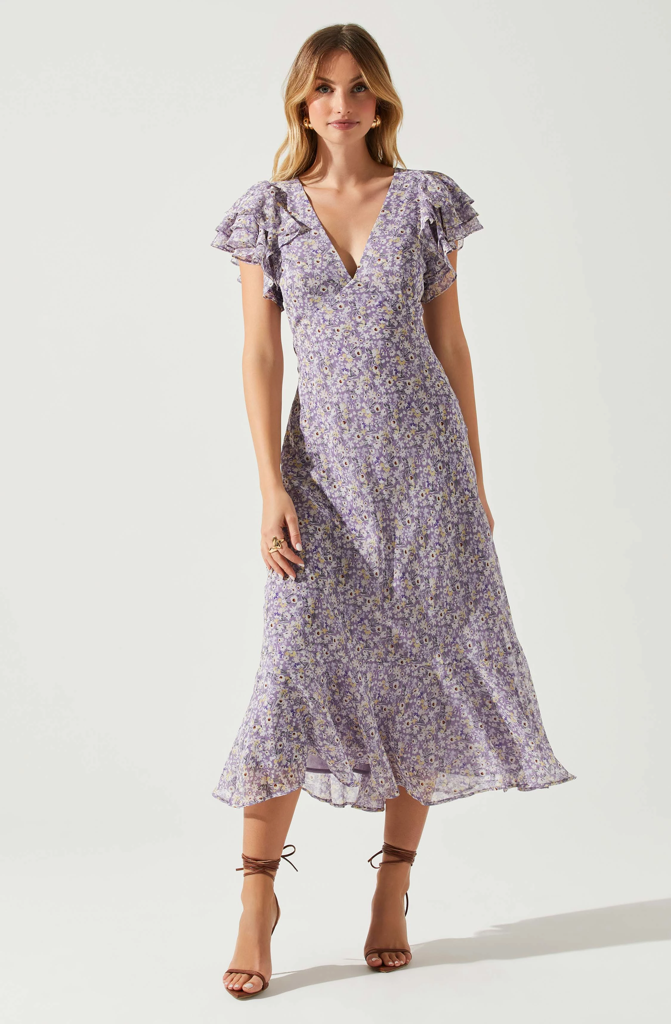 Celestine Floral Ruffle Midi Dress