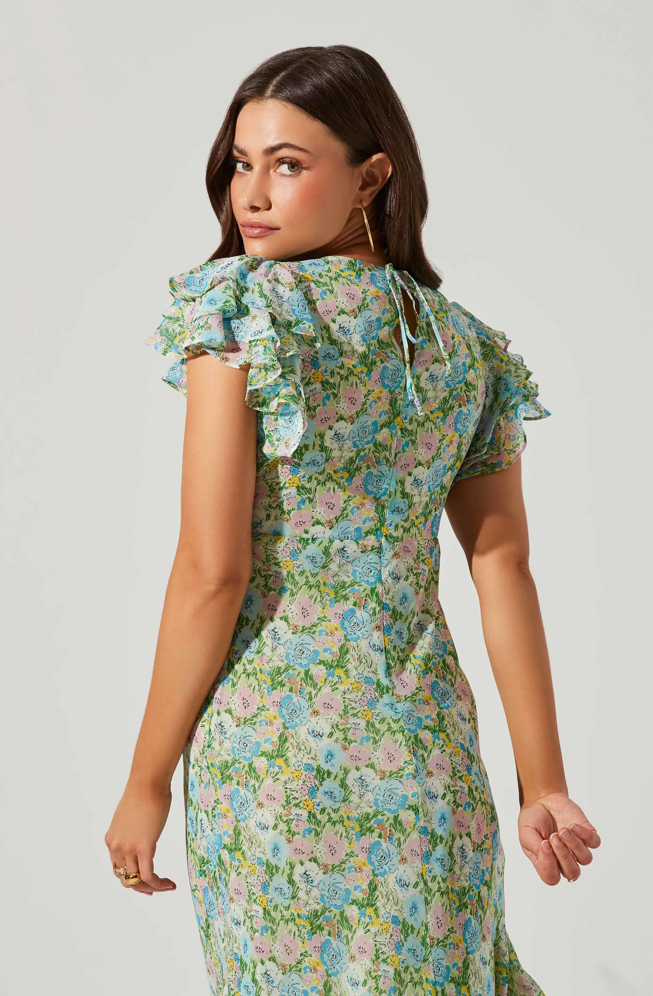 Celestine Floral Ruffle Midi Dress