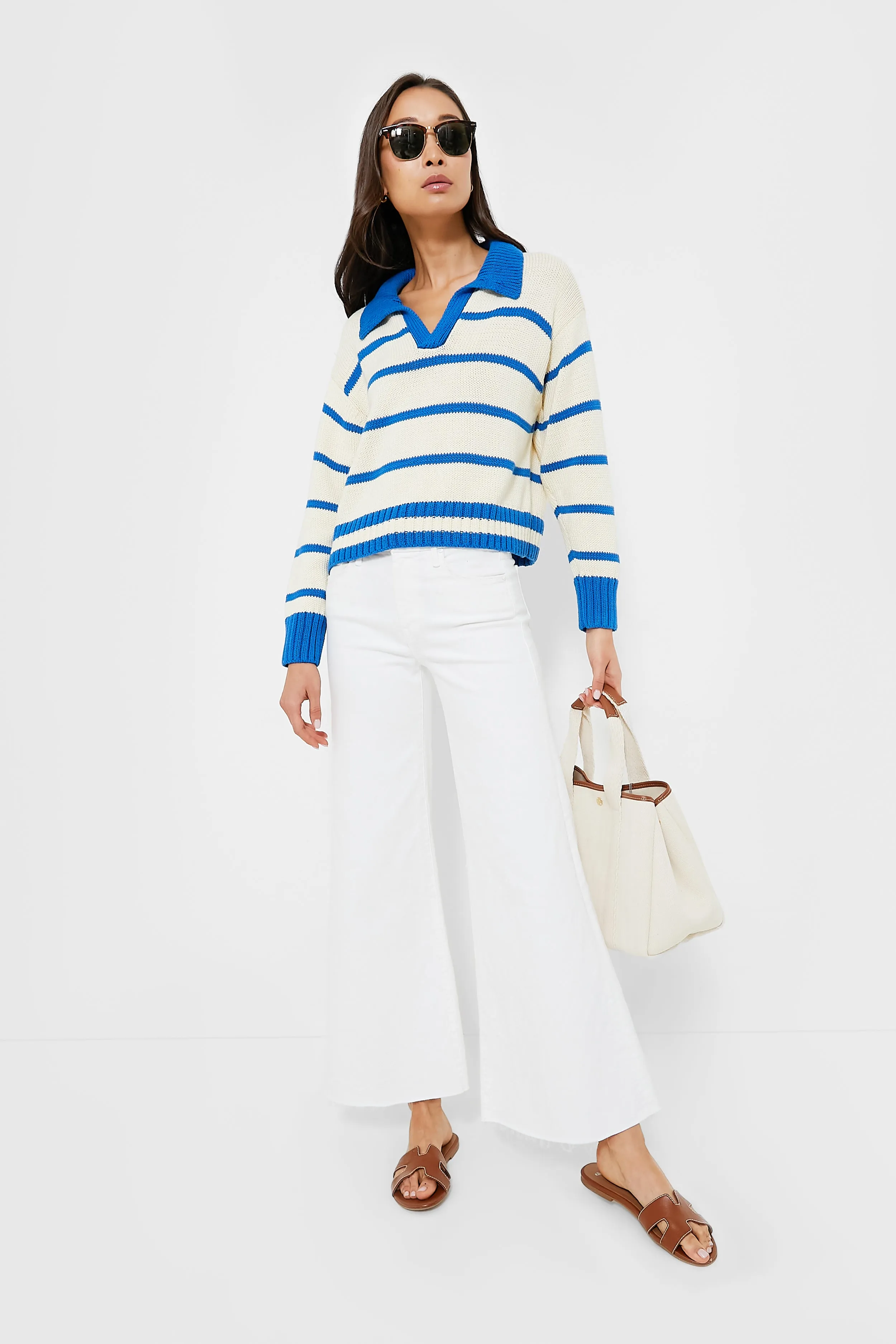 Cerulean Stripe Charlie Polo Sweater