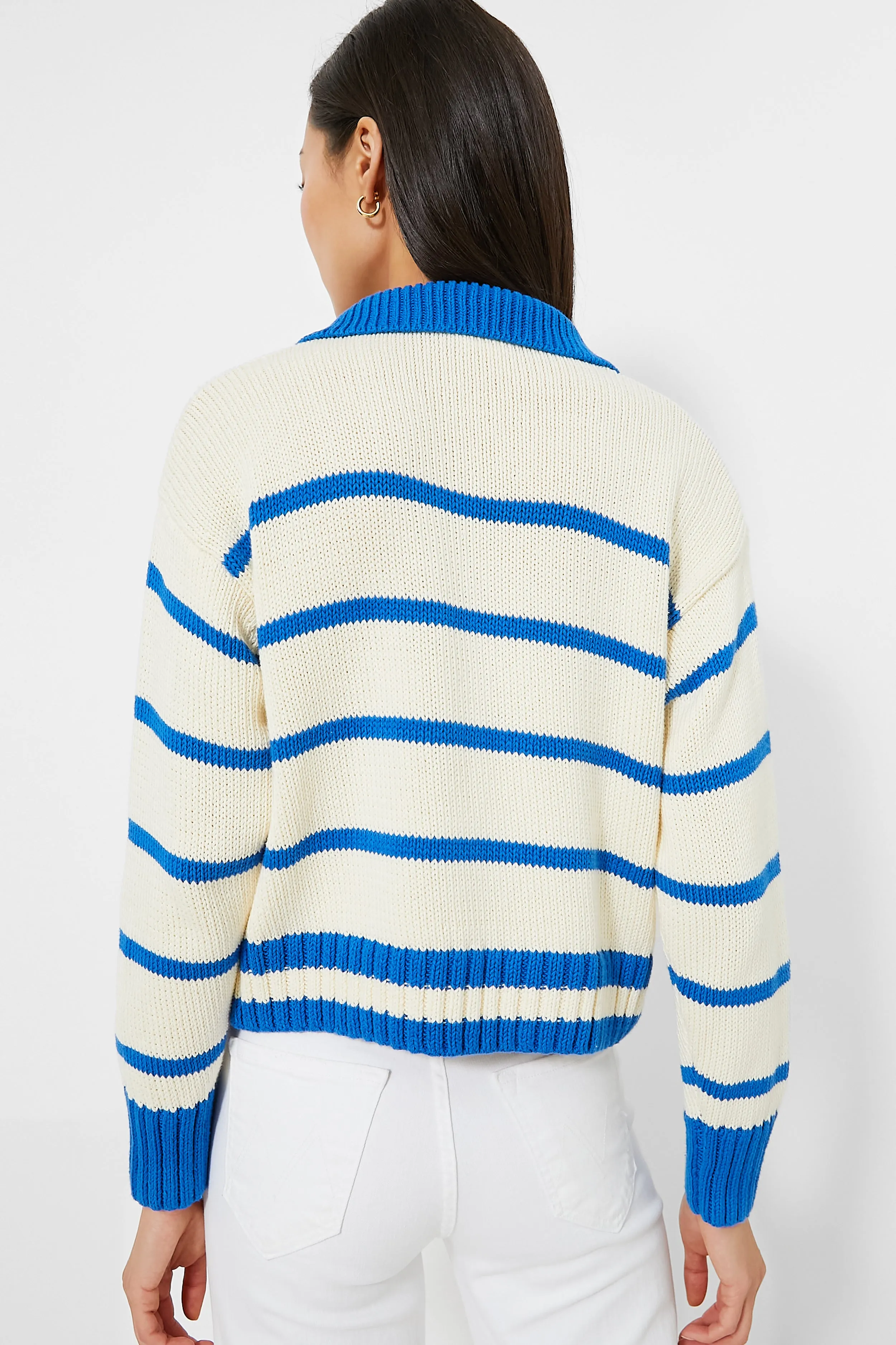 Cerulean Stripe Charlie Polo Sweater