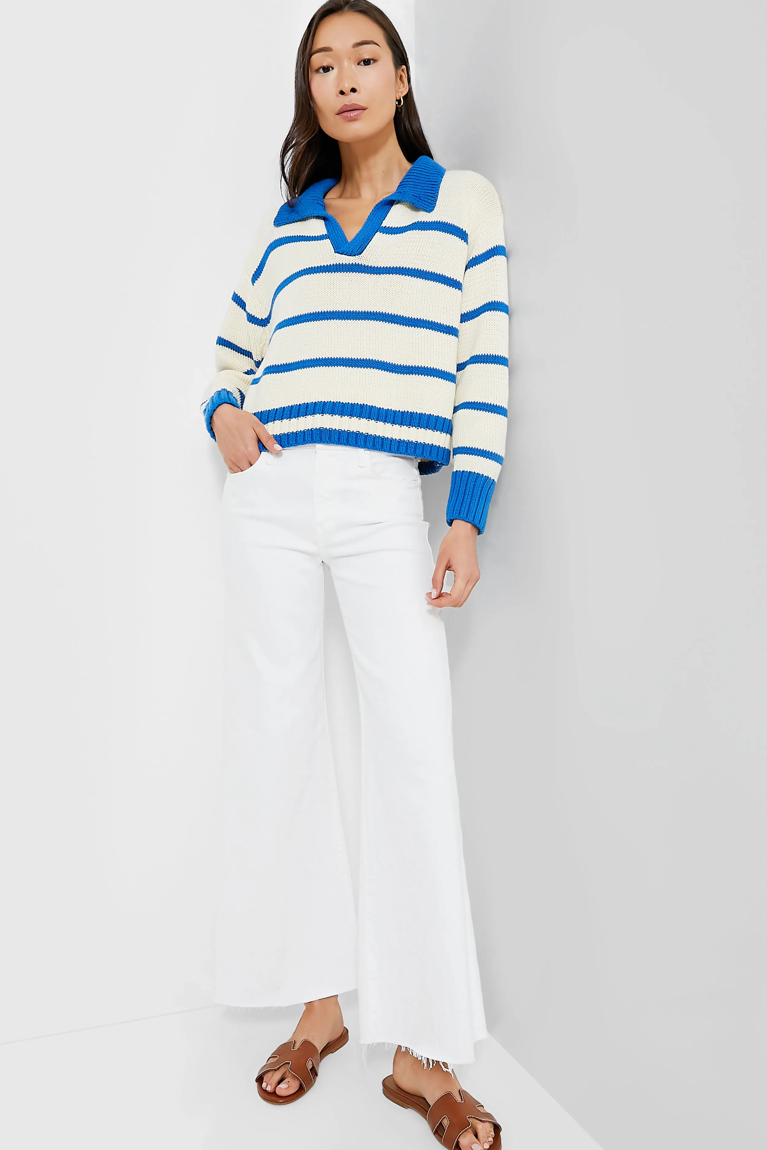 Cerulean Stripe Charlie Polo Sweater