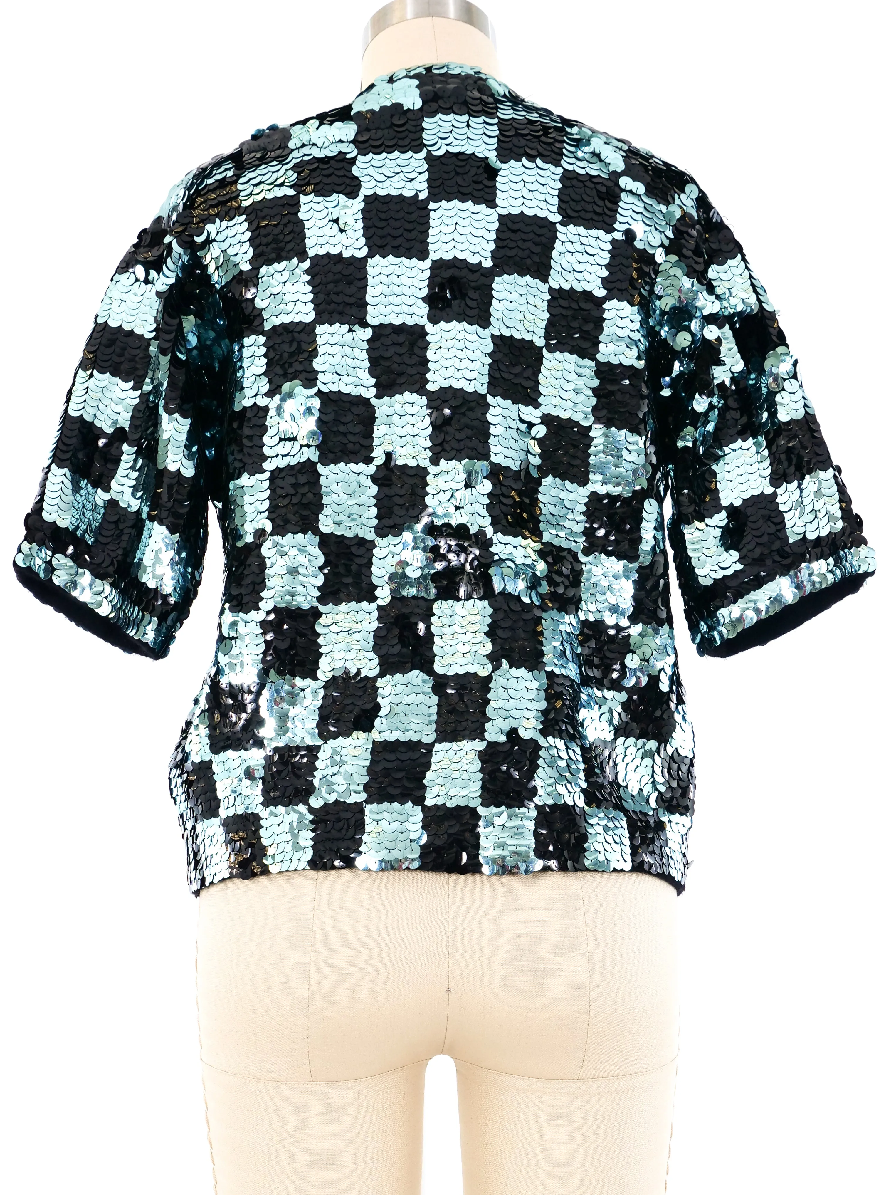 Checkered Sequin Crop Jacket