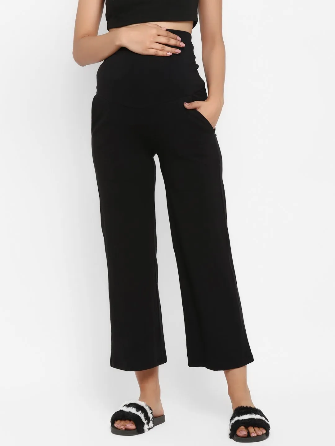 Cotton Knit Wide-Leg Maternity Pants