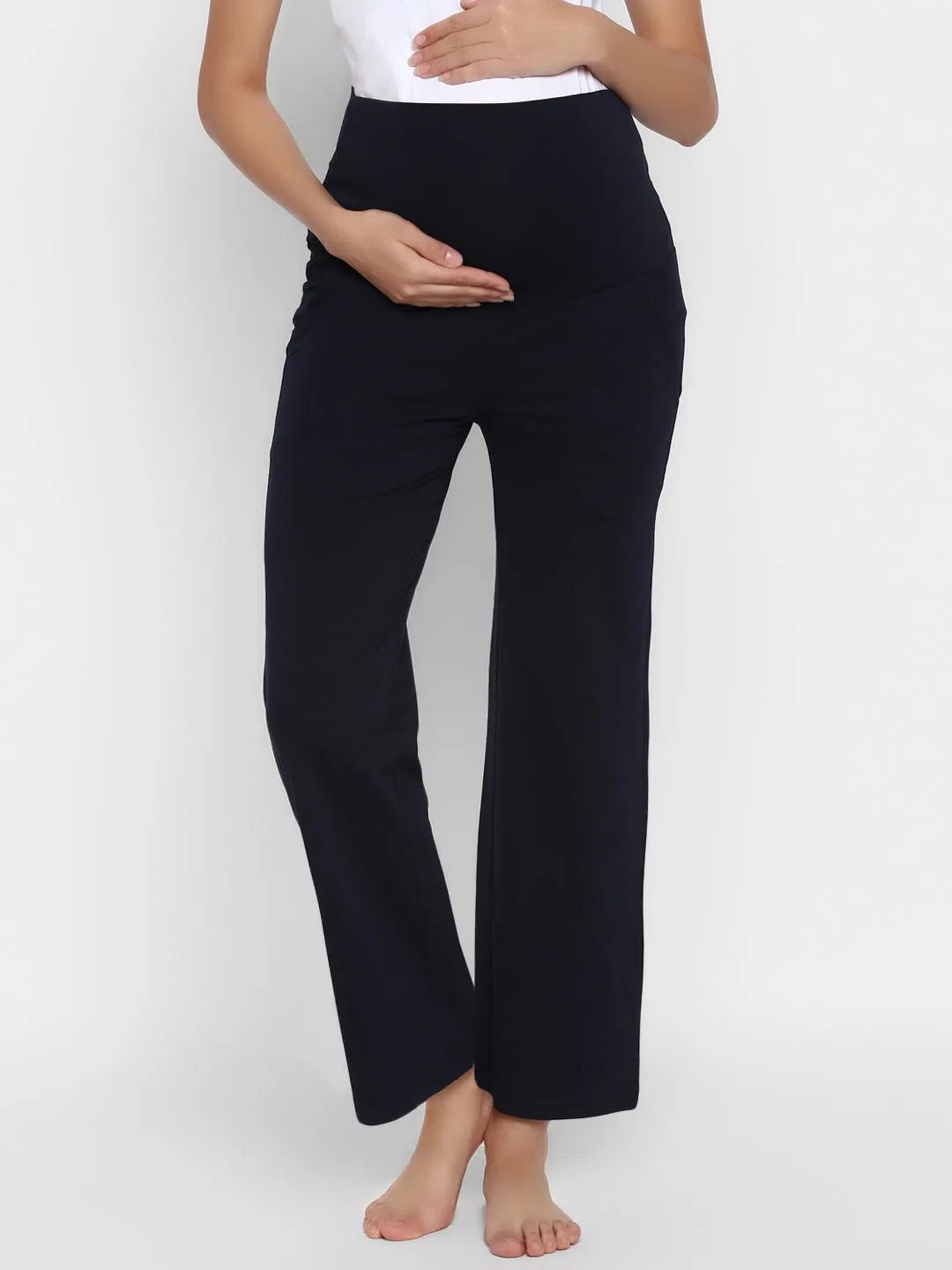 Cotton Knit Wide-Leg Maternity Pants