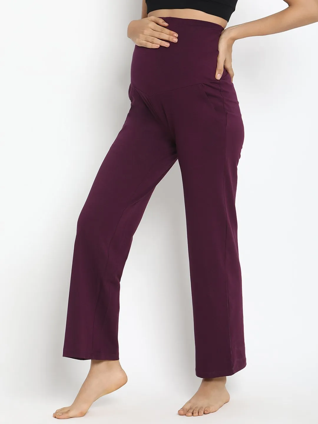 Cotton Knit Wide-Leg Maternity Pants