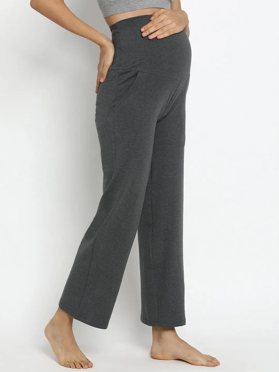 Cotton Knit Wide-Leg Maternity Pants