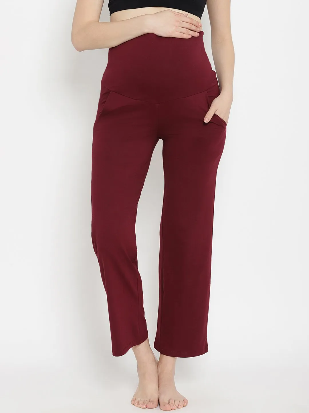 Cotton Knit Wide-Leg Maternity Pants