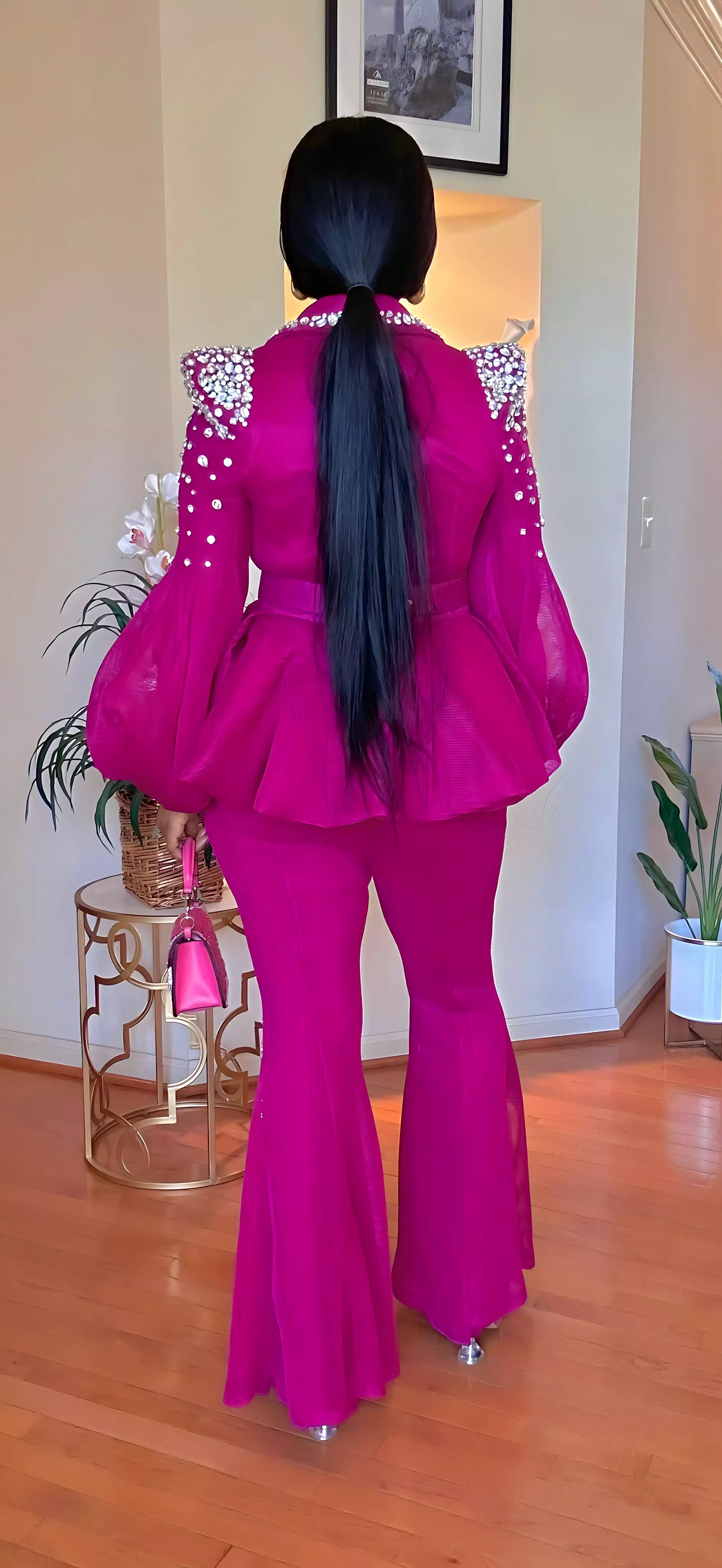 COUTURE 4 PIECE PALAZZO PANT SLIT(MAGENTA)