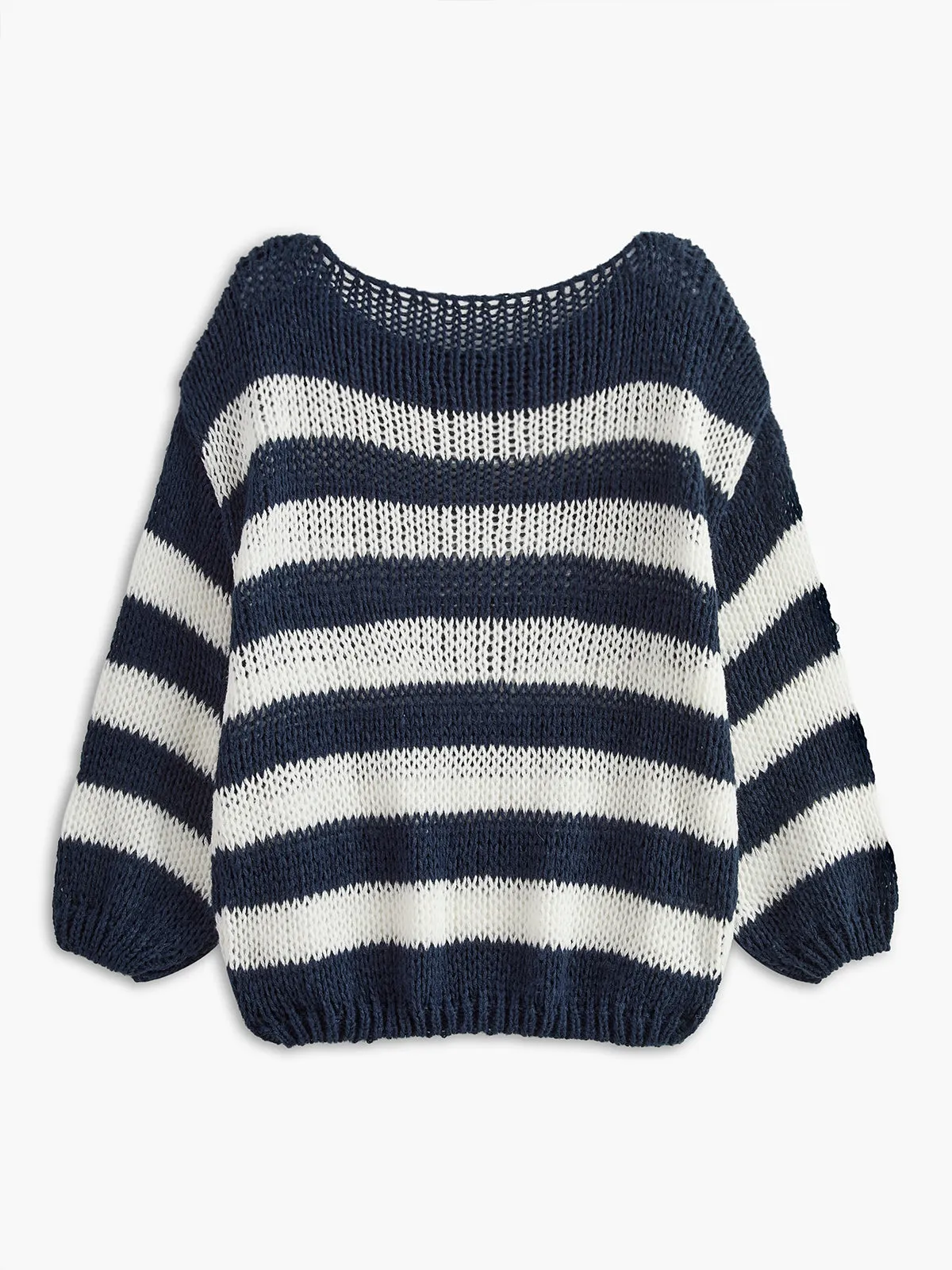 Crew Neck Striped Soft Sweater