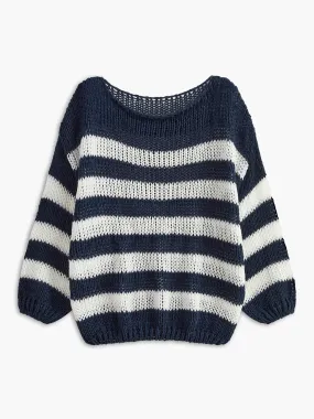 Crew Neck Striped Soft Sweater