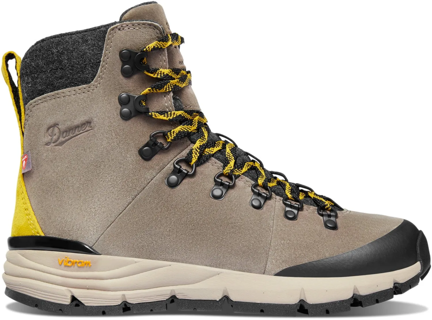 Danner Womens Arctic 600 Side-Zip 7in 200G Driftwood/Yellow Suede Hiking Boots