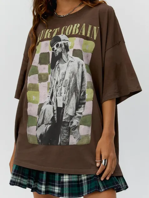 DAYDREAMER Kurt Cobain Checkered Tee