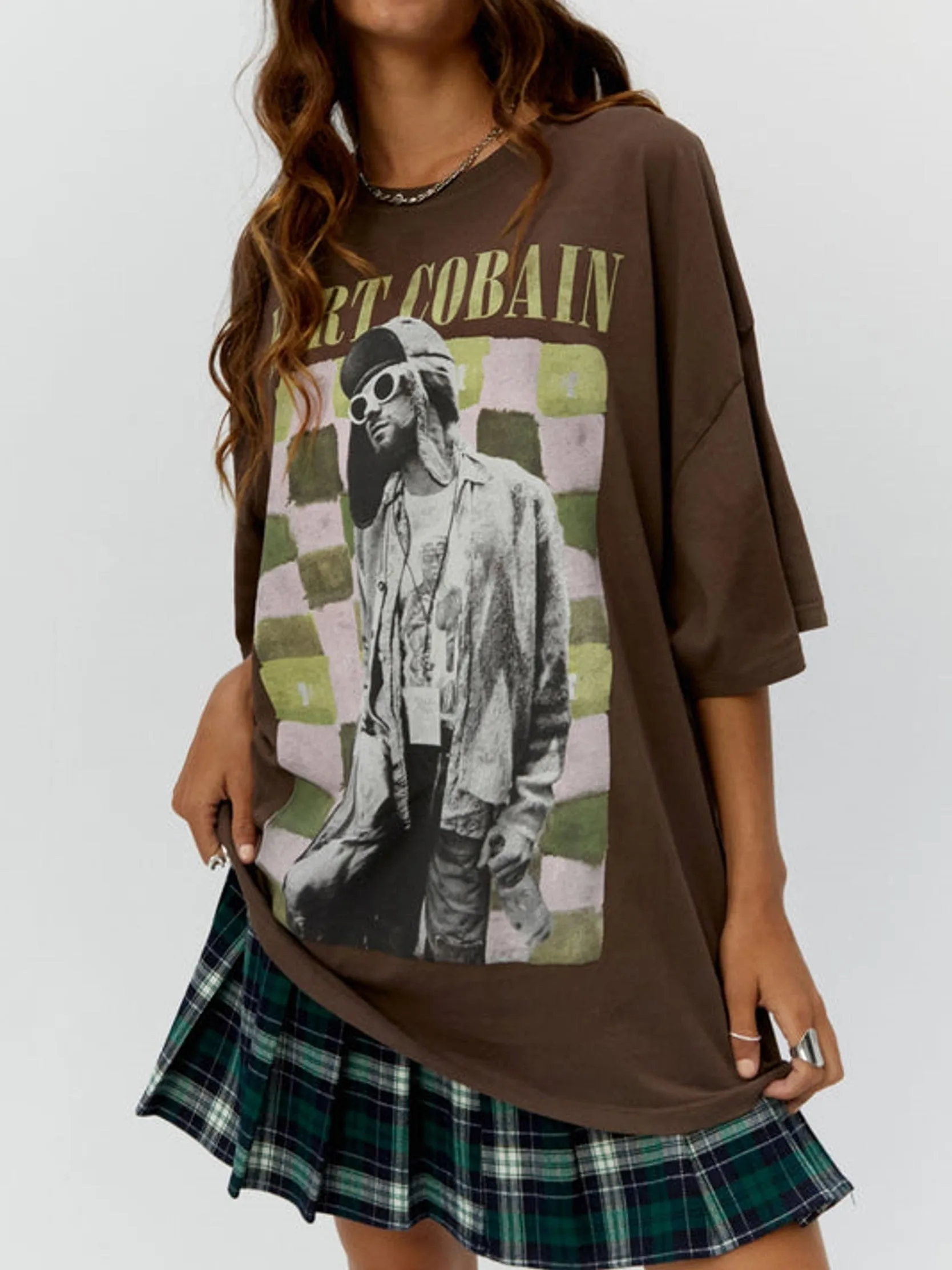 DAYDREAMER Kurt Cobain Checkered Tee