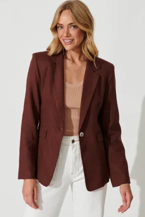 Deborah Blazer In Chocolate Linen Blend