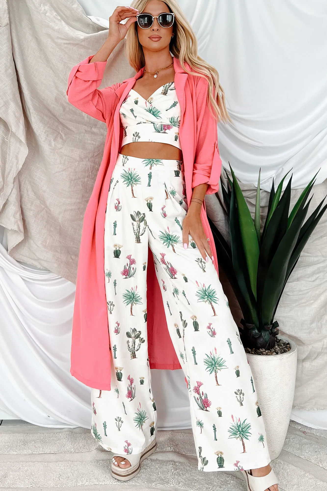 Desert Whispers Printed Wide Leg Pants (Cream Multi)