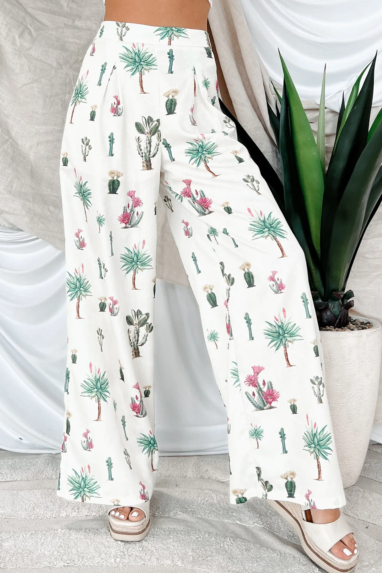 Desert Whispers Printed Wide Leg Pants (Cream Multi)