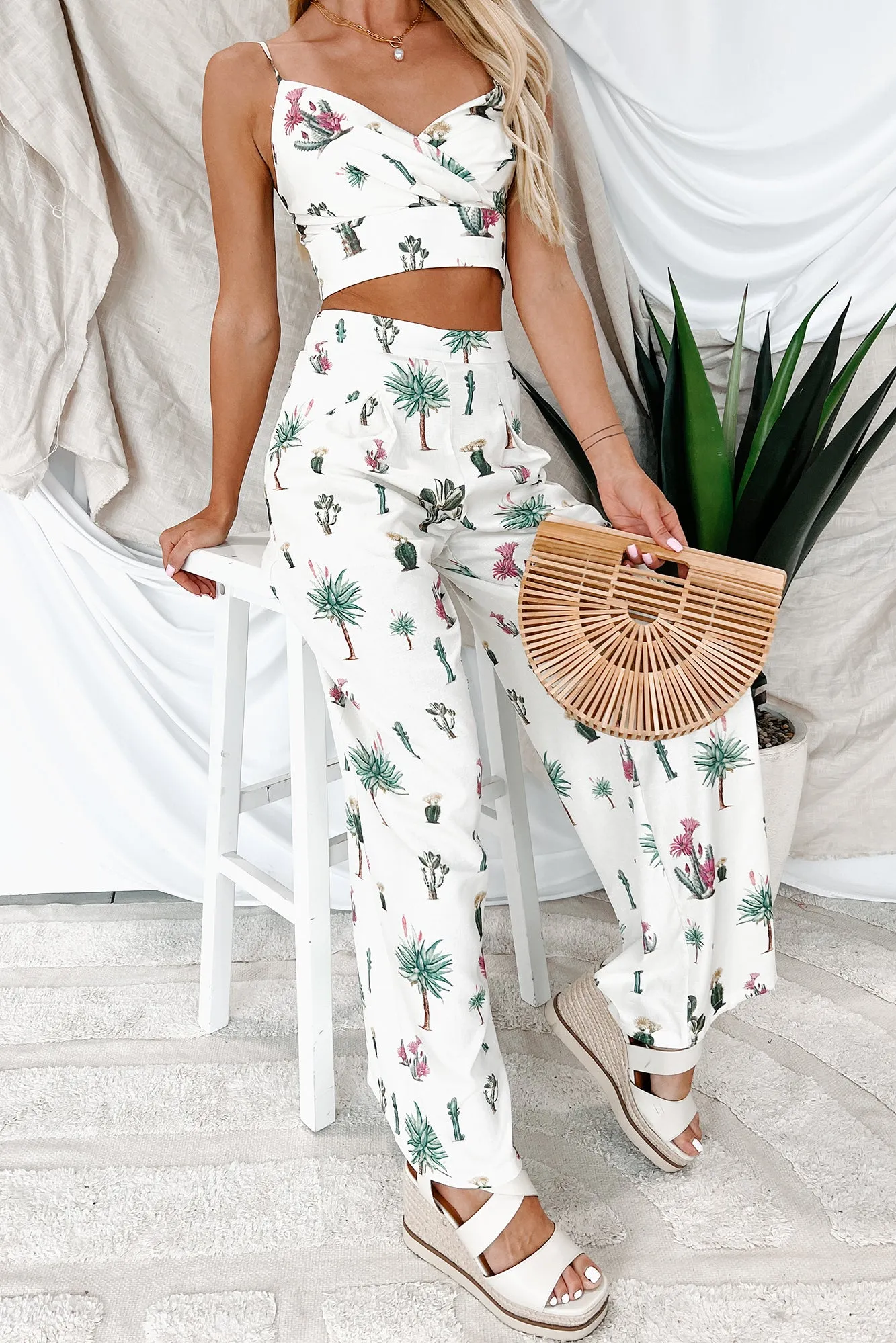 Desert Whispers Printed Wide Leg Pants (Cream Multi)