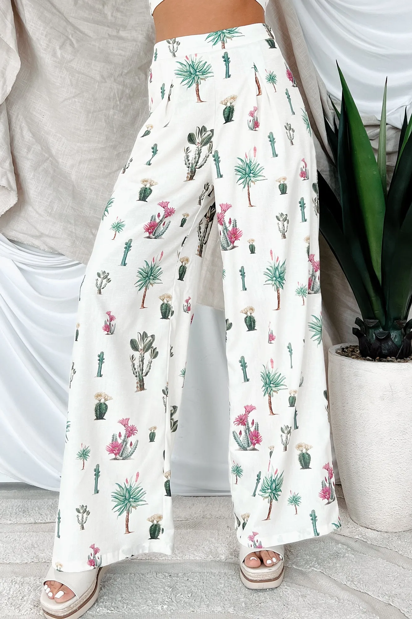 Desert Whispers Printed Wide Leg Pants (Cream Multi)