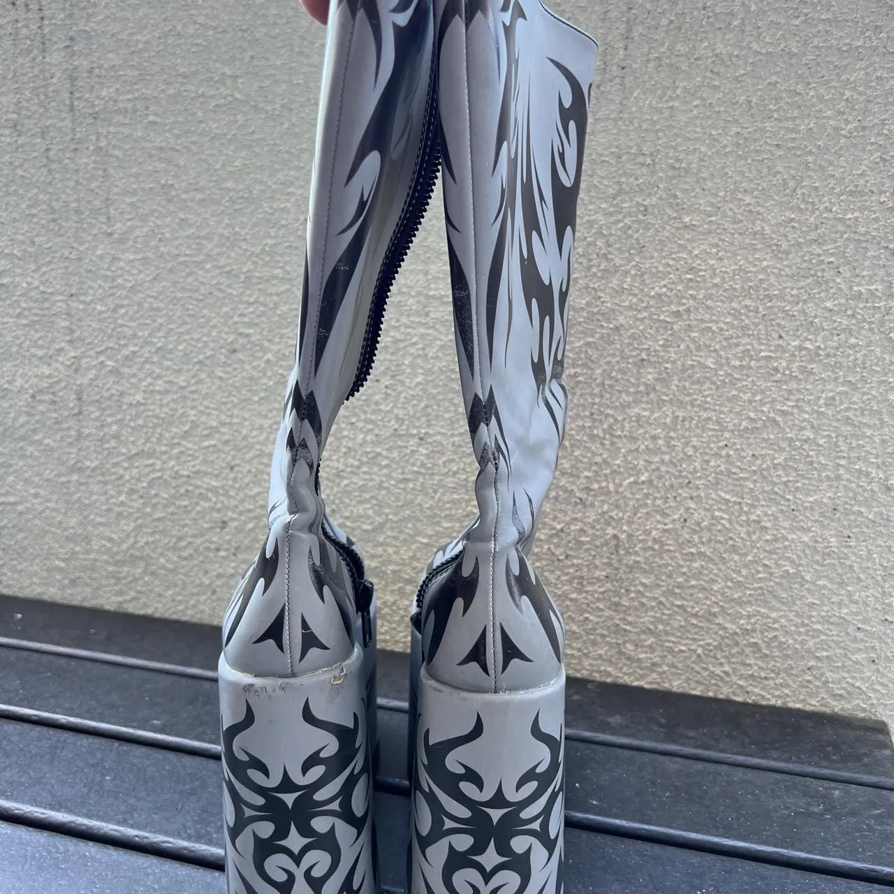 Dolls Kill Women's Grey and Black Boots