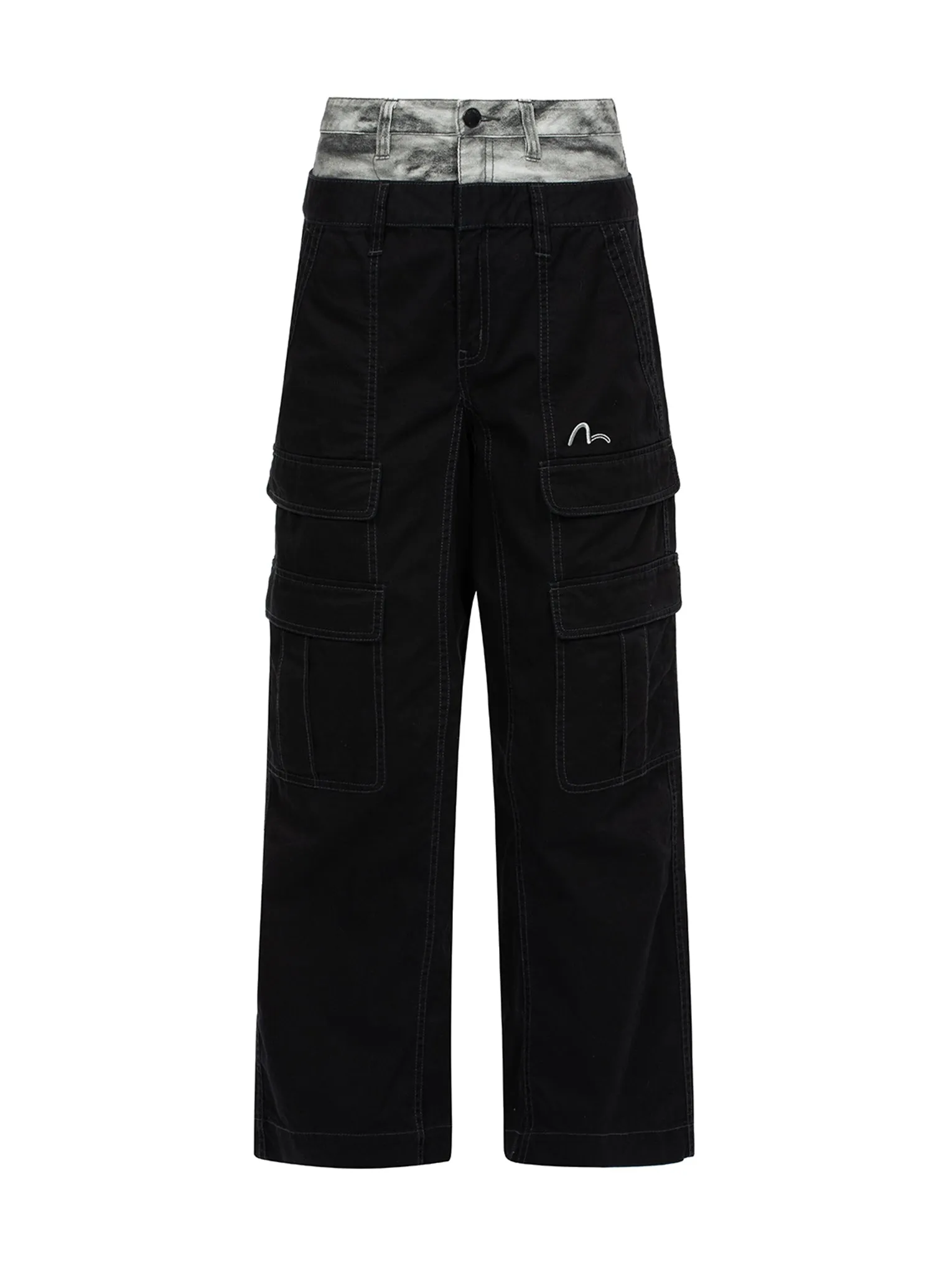 Double Waistband Wide Leg Cargo Pants