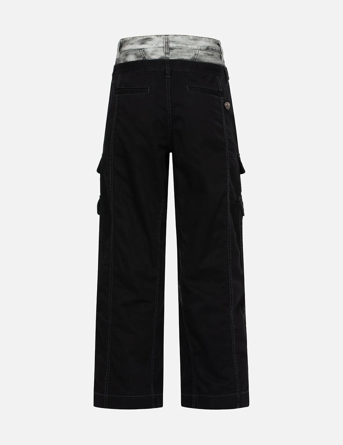 Double Waistband Wide Leg Cargo Pants