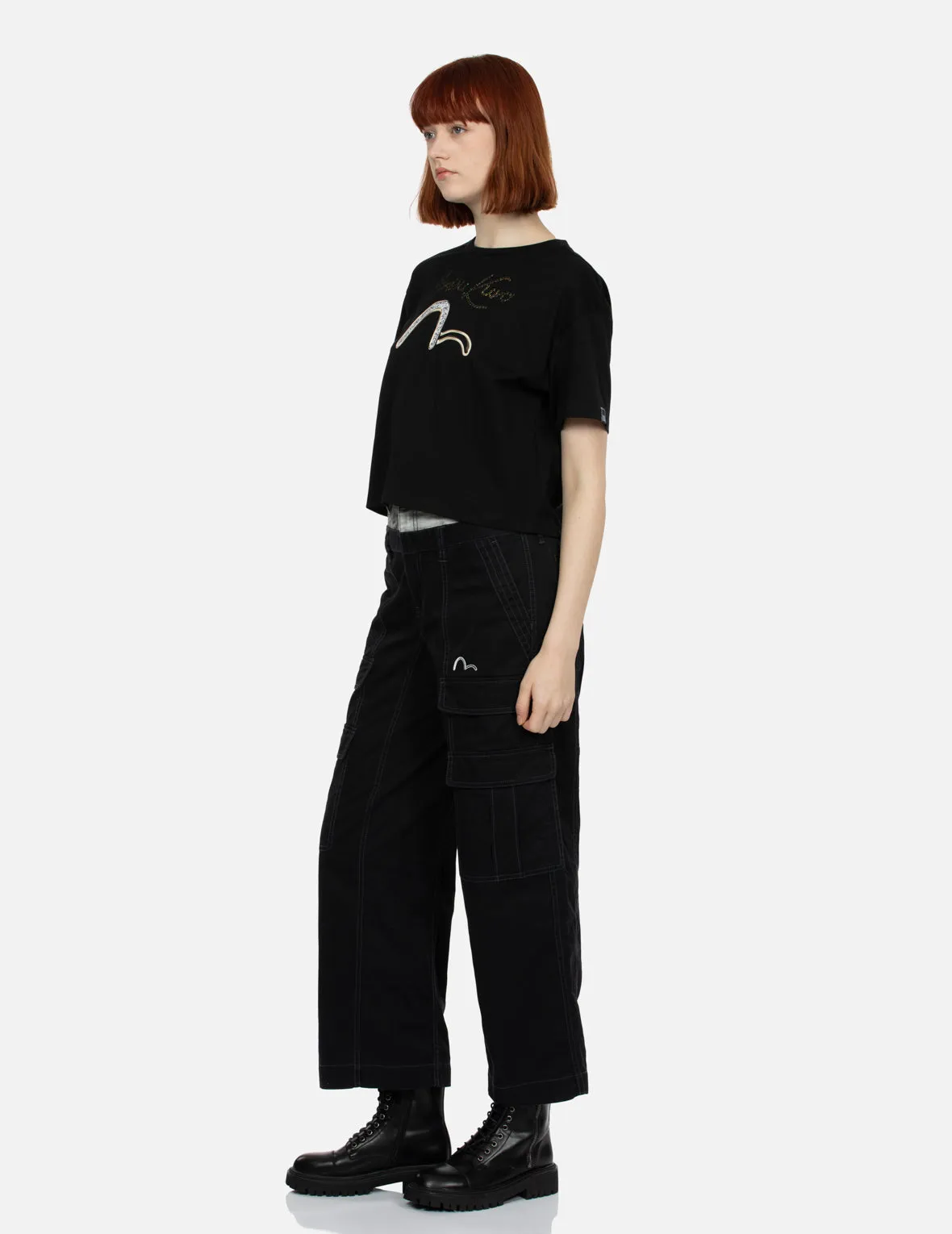 Double Waistband Wide Leg Cargo Pants