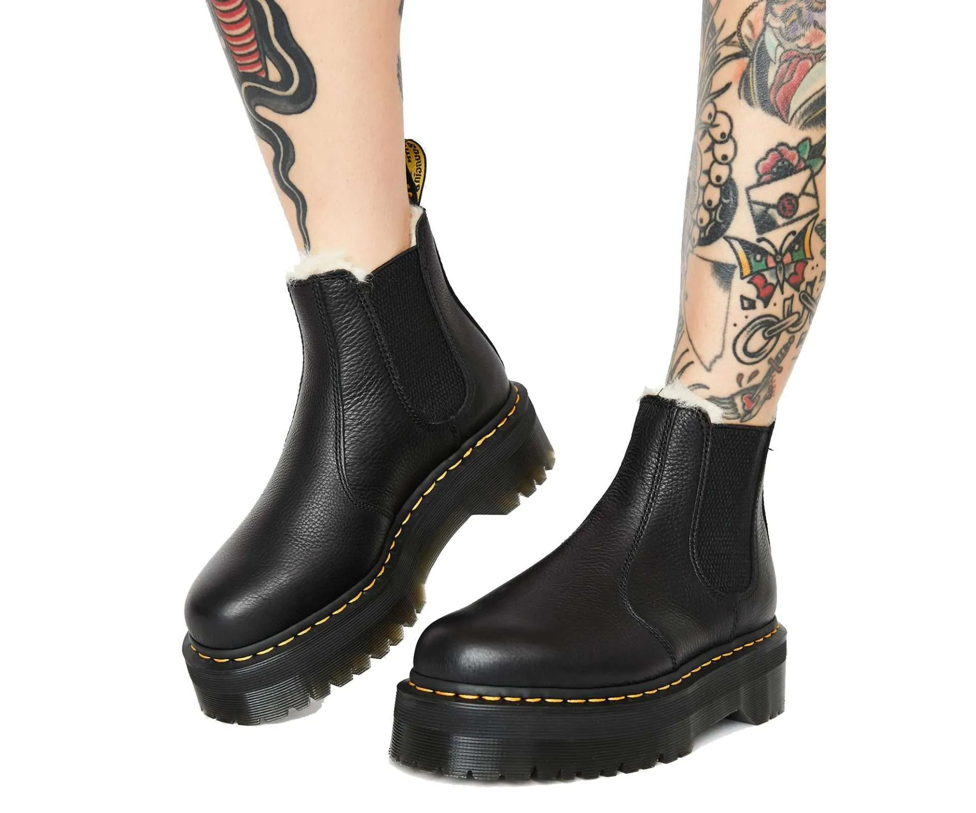 Dr. Martens Unisex 2976 Faux Fur Lined Platform Chelsea Boots