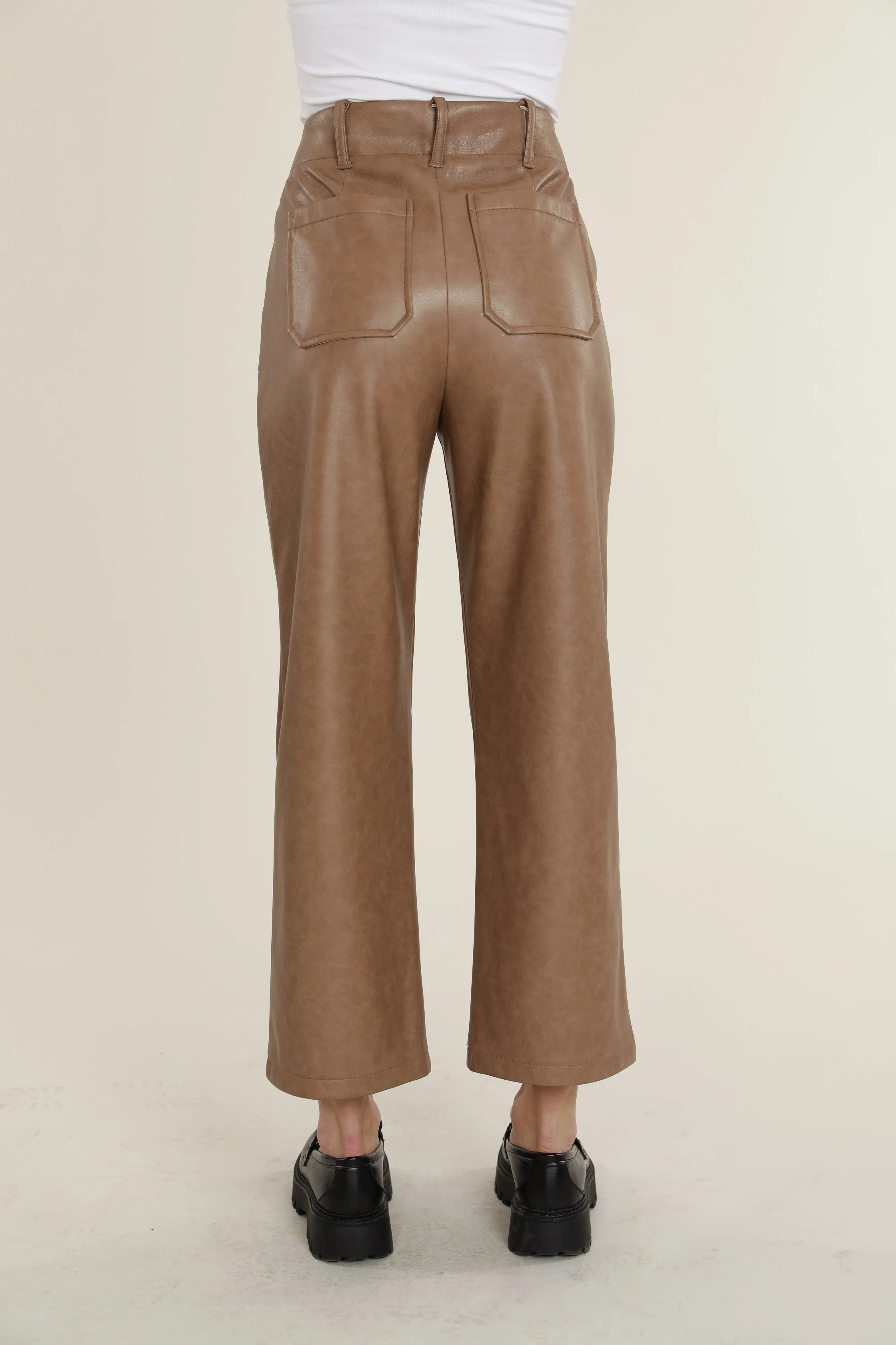 Faux Leather Wide Leg Pants