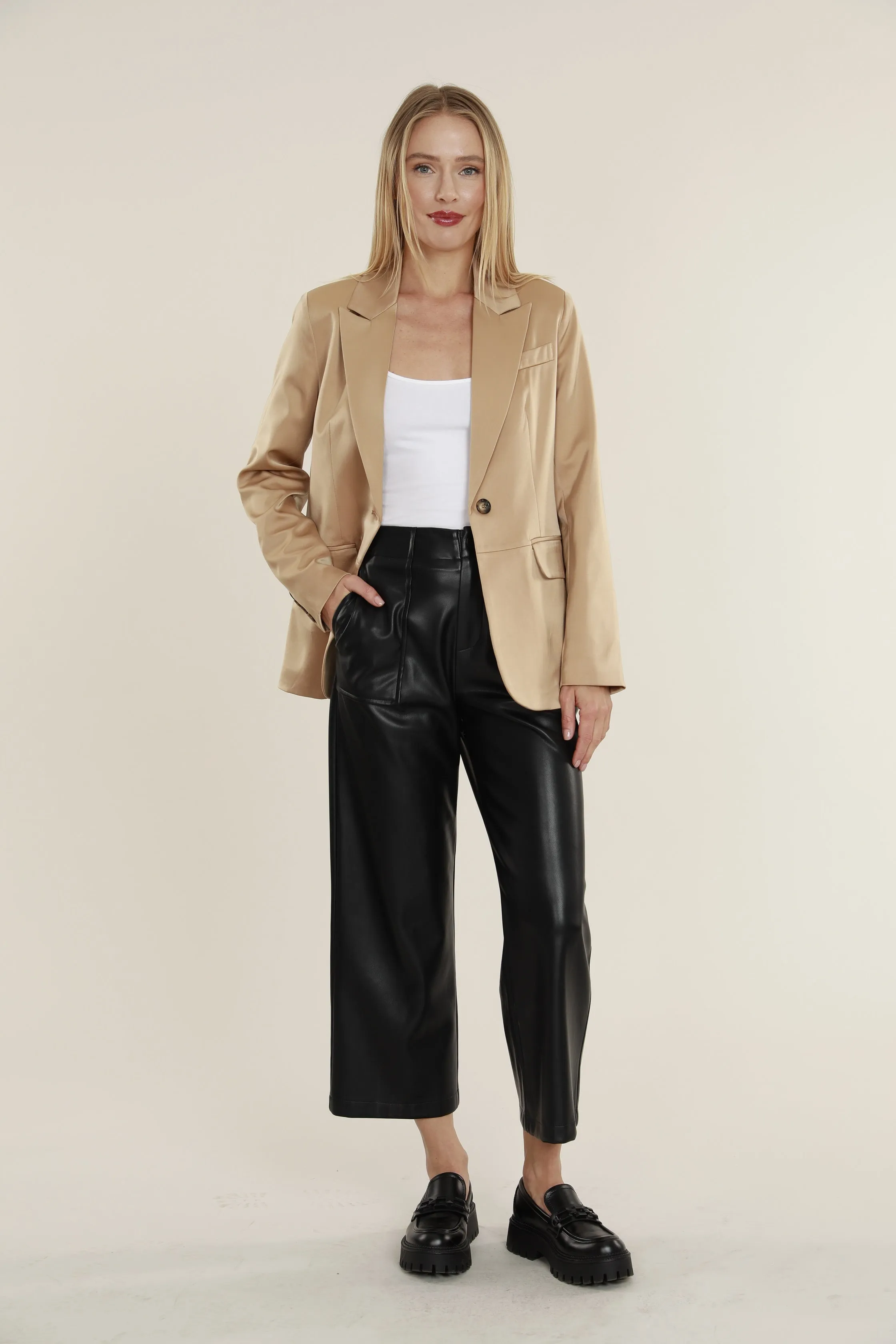 Faux Leather Wide Leg Pants