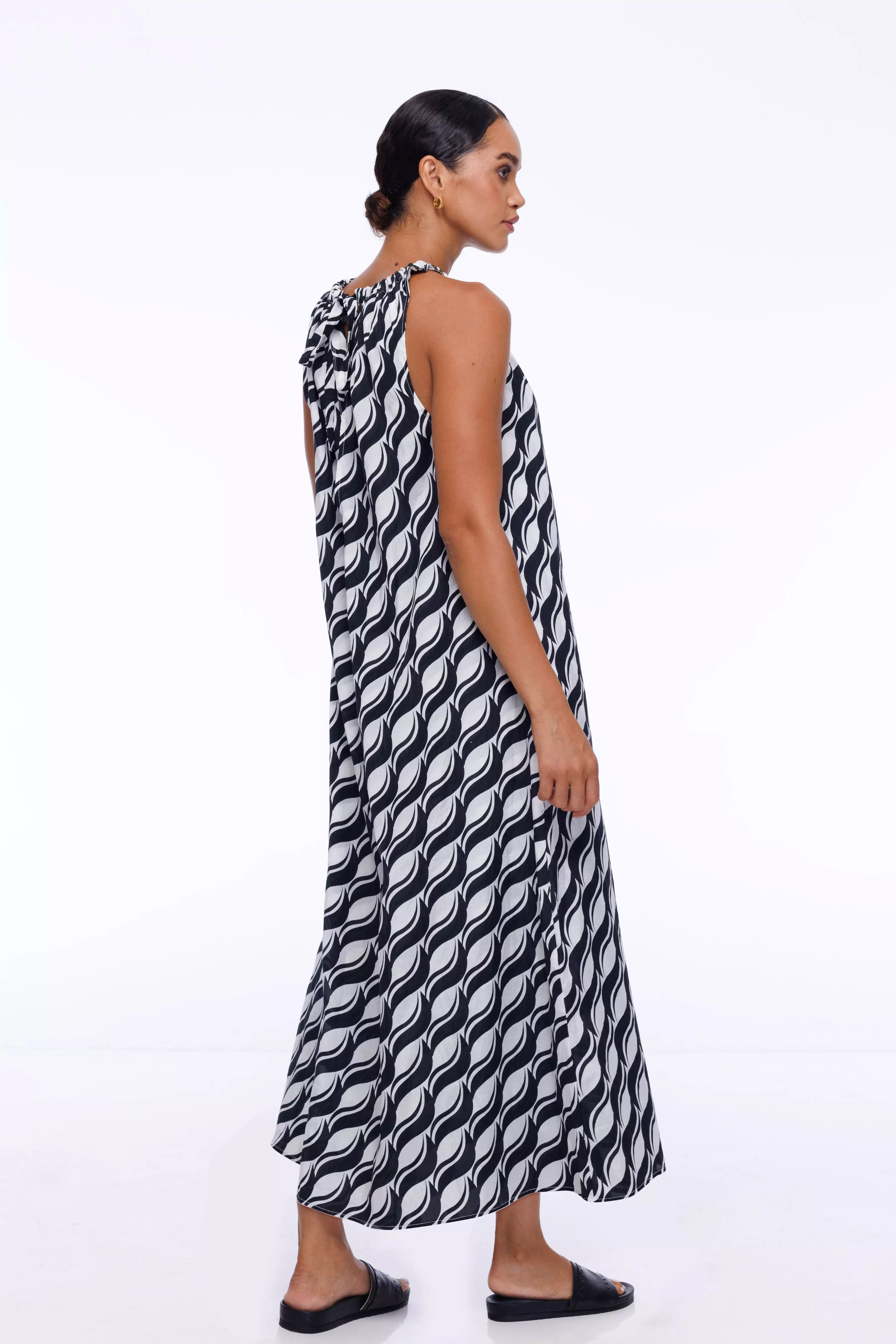 Glamour Dress -  Black/White Large Geometric Print