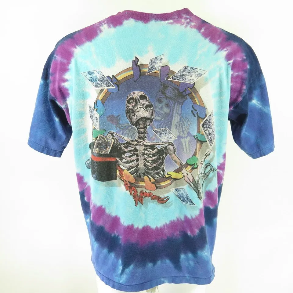 Grateful Dead T-Shirt Top Hat Skeleton Poker Gambler Magician 1999 Tie Dye 2-3XL