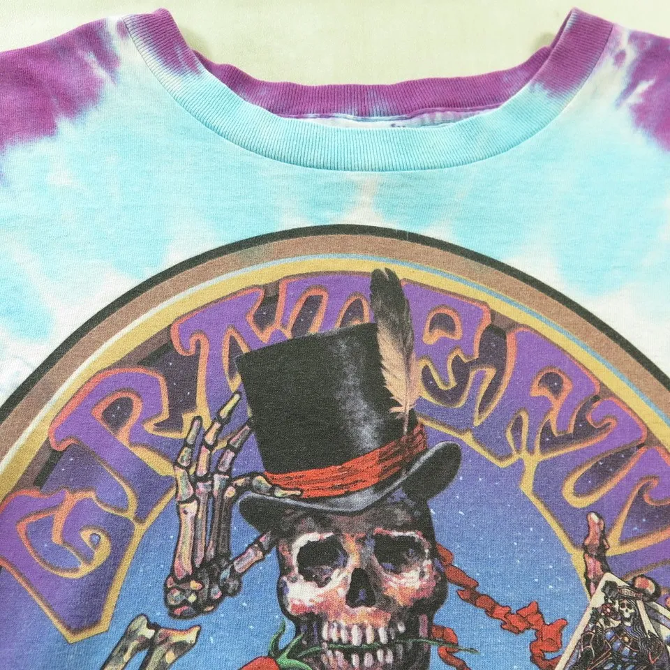 Grateful Dead T-Shirt Top Hat Skeleton Poker Gambler Magician 1999 Tie Dye 2-3XL