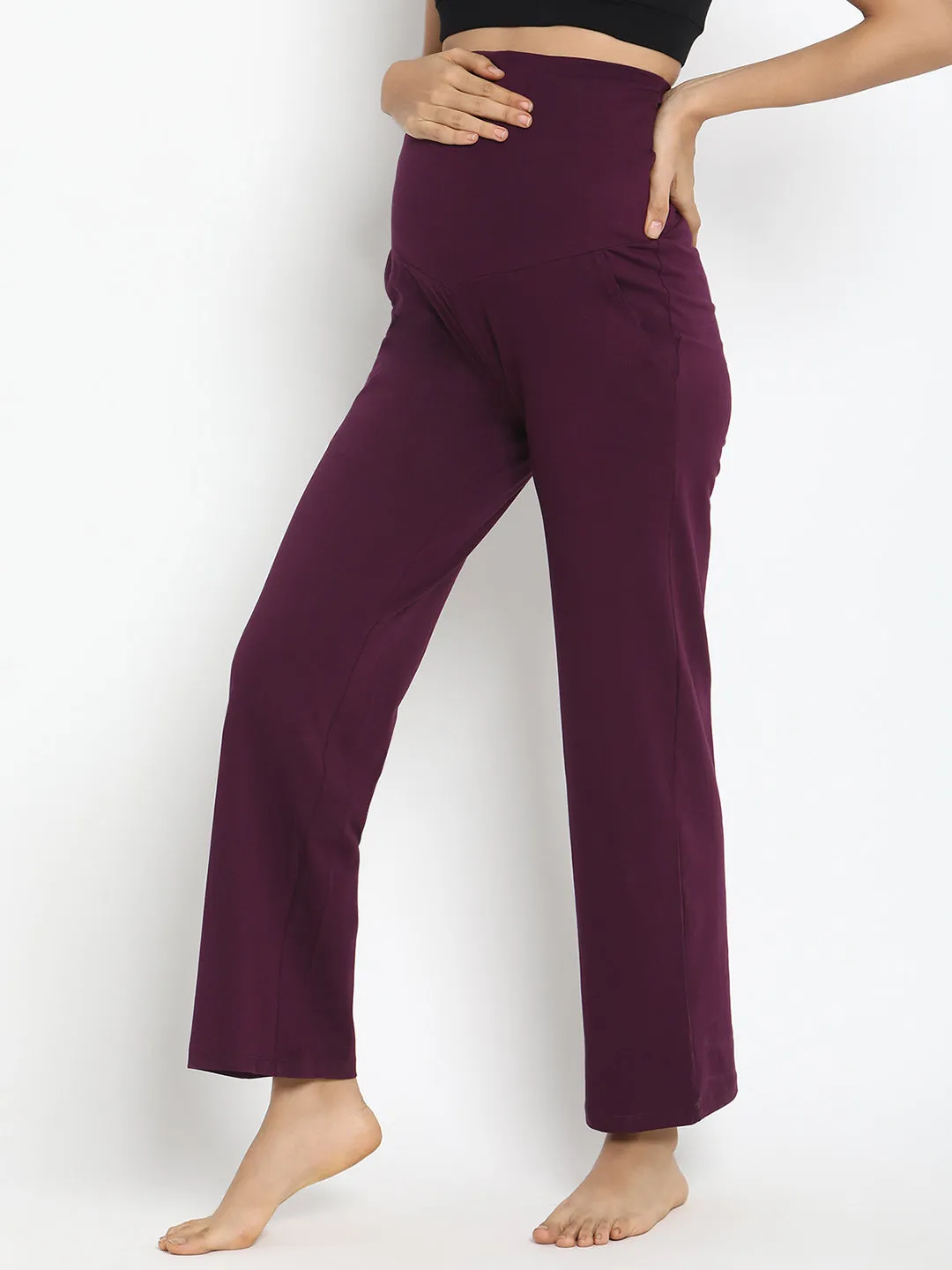 High Waist Stretch Wide-Leg Maternity Pants