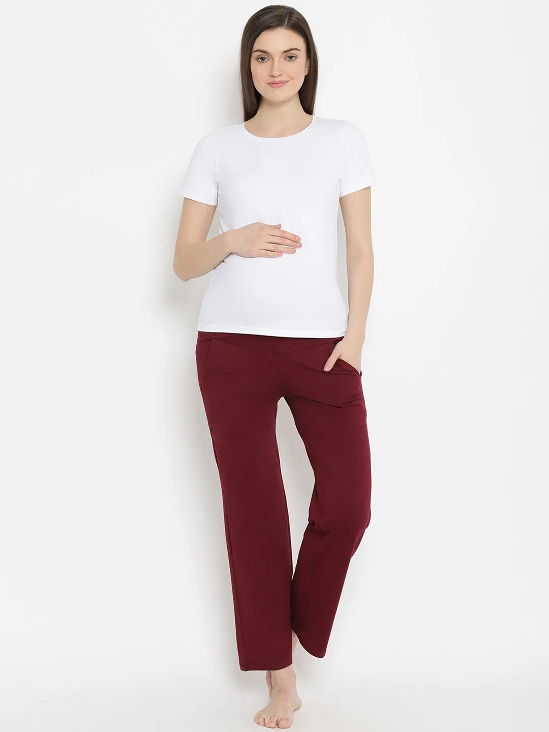 High Waist Stretch Wide-Leg Maternity Pants