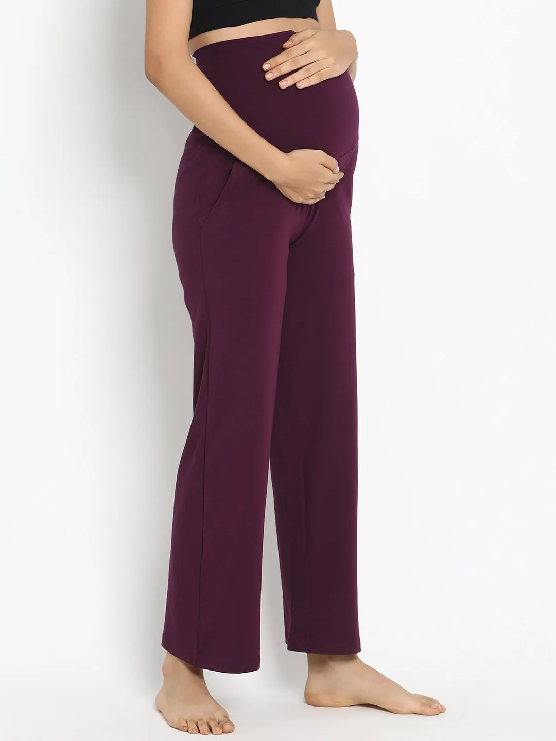 High Waist Stretch Wide-Leg Maternity Pants