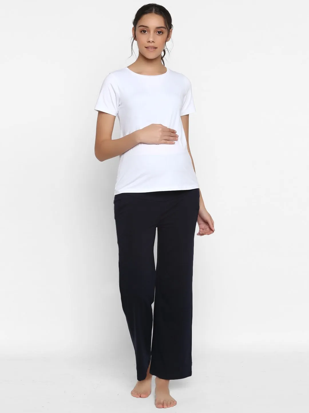 High Waist Stretch Wide-Leg Maternity Pants